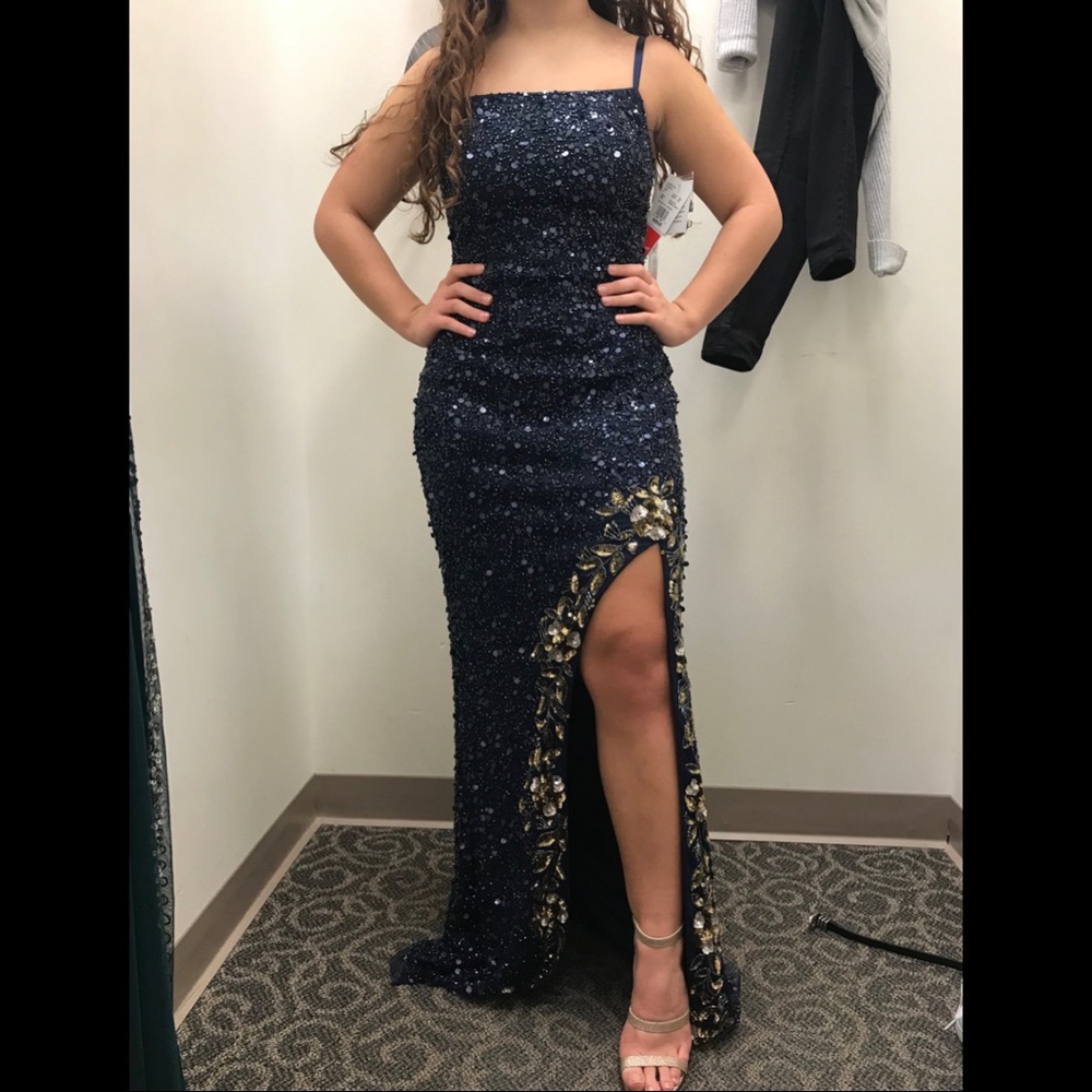Prom Dress - Embellished Overlay Sheath Dress Sz 2